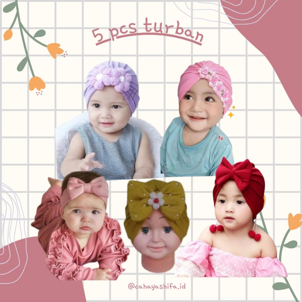 PROMO / 1 set 5 pcs Turban Bayi Turban Anak PAKET HEMAT