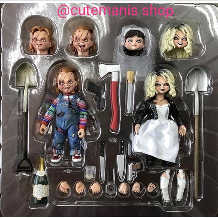 Mainan Action Figure Neca Bride Of Chucky Ultimate Chucky & Tiffany