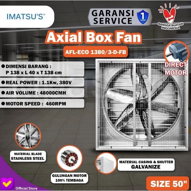 Blower Exhaust Box Fan Kandang Ayam 50 Inch 380V Tipe Motor Direct