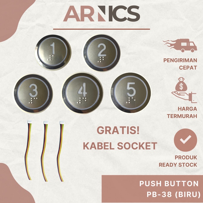 Push Button PB-38 Biru / Elevator Push Button / Push Button Lift