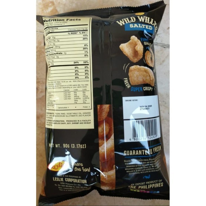 

WILD WILLY'S Salted Chicaron Rambak Krupuk Babi KETO gojek / grab