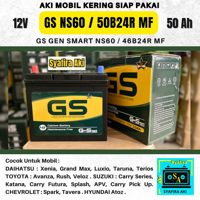 Hemat Aki Mobil Avanza G / Veloz, Terios,Xenia,Rush,Grandmax Gs Mf Ns60 Aki Kering 12V 45Amper