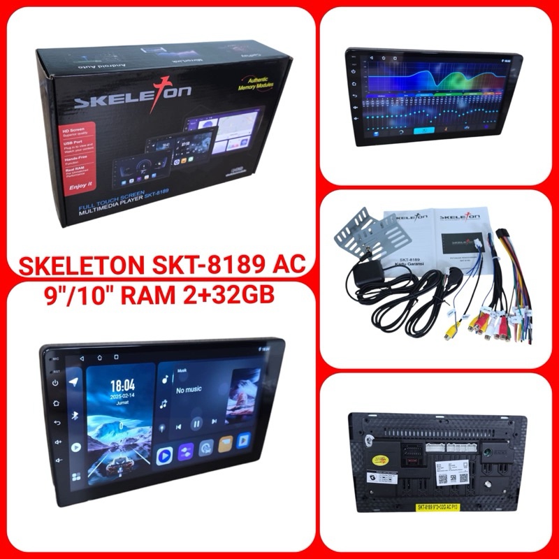 Head Unit Double Din Android Skeleton Skt-8189 9/10 Inch Universal