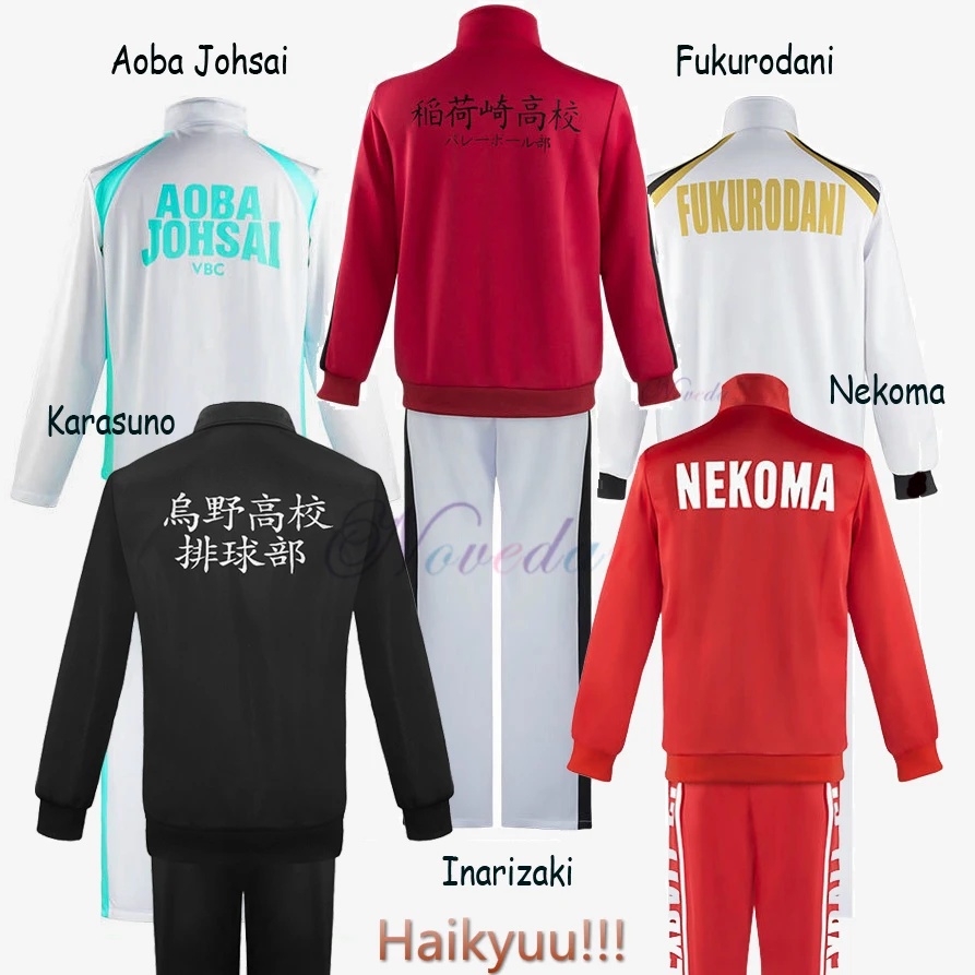 Haikyuu Cosplay Jacket Anime Volleyball Sportswear Karasuno Nekoma Aoba Johsai Fukurodani Inarizaki