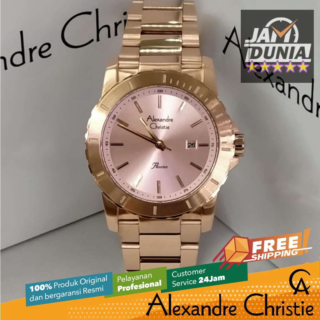 JAM TANGAN WANITA ALEXANDRE CHRISTIE ANALOG ORIGINAL ROSE GOLD PINK 6141 AC 6141 AC6141 ACF6141 CT B