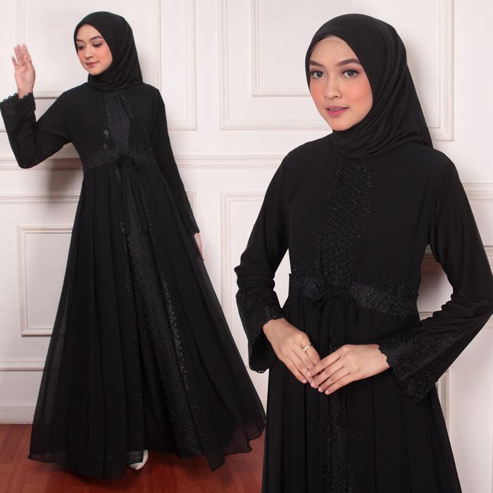 Galeri Sicantik - Cod - Gamis Abaya Turki Bordir Hitam Kekinian - Abaya Dress Turki Hitam - Gamis