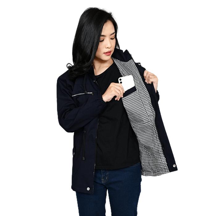 Jaket Parka Wanita Jumbo Bolak Balik Korea Terbaru Slim-Fitting Polos Katun Musim Dingin Coklat Tua