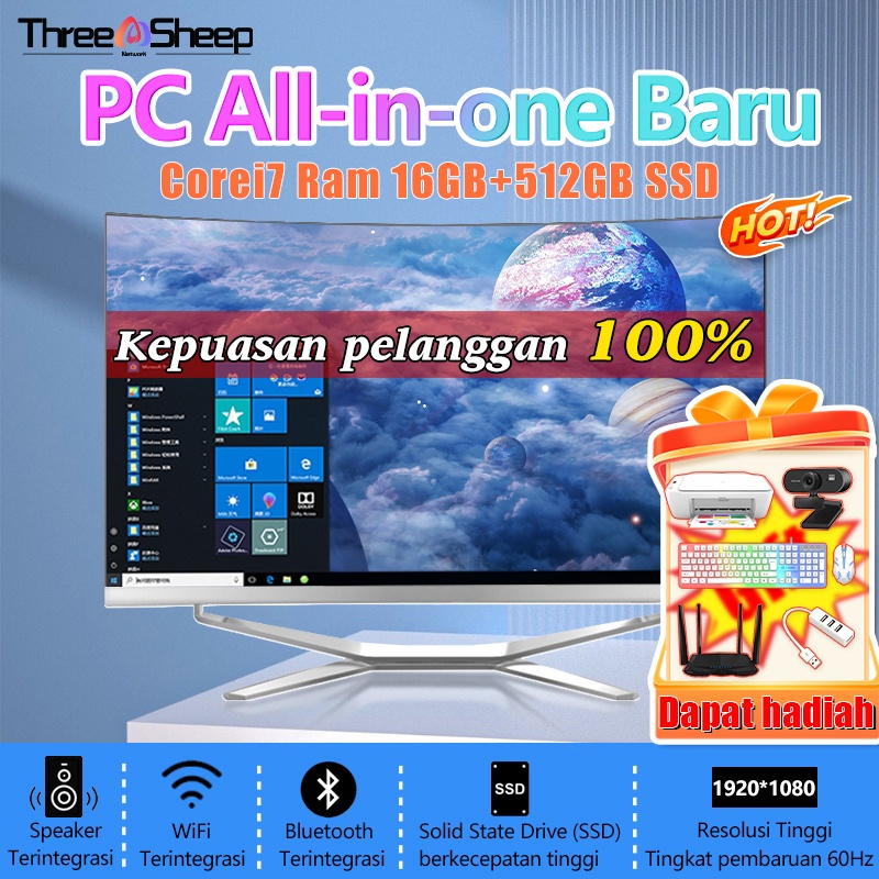 Komputer PC All-in-One Baru Terbaru Intel Core i5/i7, RAM 8G/16G+SSD 256/512GB - CPU Komputer