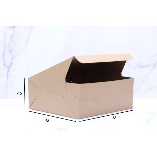 (Expert) Box Kraft Dus Coklat Kue Roti 18 x 18 7.5cm Tanpa Laminasi Eceran