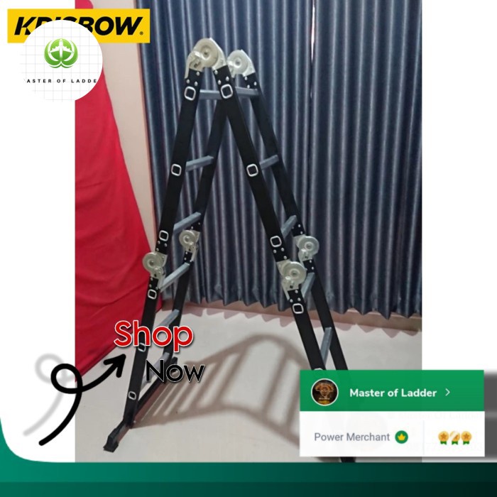 Krisbow Tangga Lipat Aluminium 5.5 Meter Tangga Multipurpose 4x5 Step