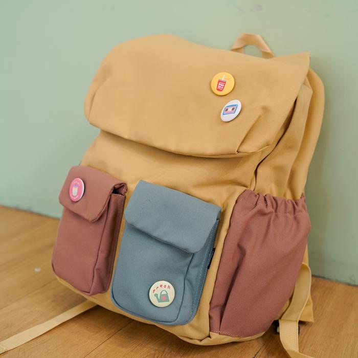 Himeku Poru Backpack - Tas Besar - Tas Sekolah Kuliah Kerja - Muat Laptop - Ransel Kanvas Wanita