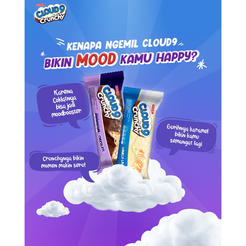 

A ( Berkah ) Cloud 9 Crunchy Wafer Bar Coklat Vanila Renyah 336 Gr 1 Box 24 Pcs Jack & Jill Wafle