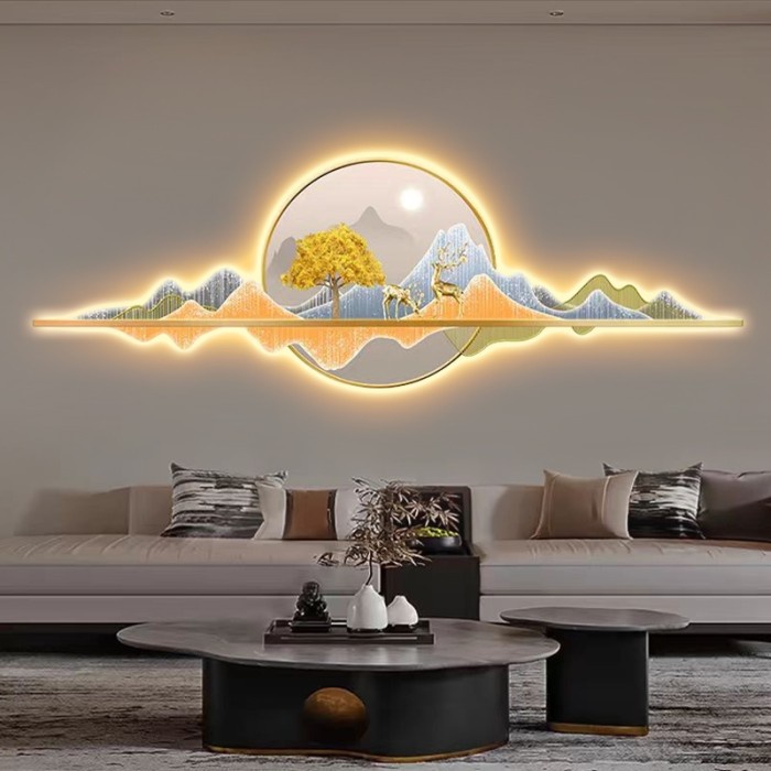 KOMPLIT lampu lukisan dinding hias Minimalis LED Lampu remote lukisan lanskap Lampu mural dekorasi