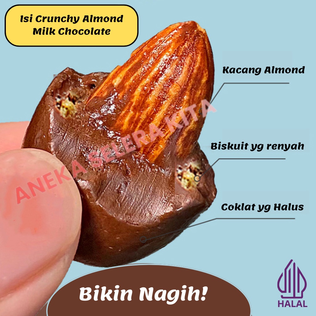 

A Beryls Crunchy Assorted Almond Green Tea Milk White Chocolate Halal Kemasan Jar 380Gr & 450Gr