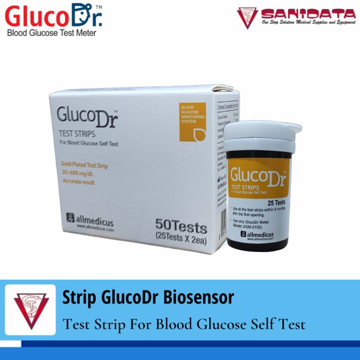 Strip GlucoDr Biosensor (Code 8) isi 50 stik gula glucose bio