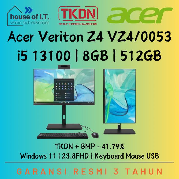 Acer Veriton Z4 (VZ4/0053) - i3 13100 8GB 512GB NVMe 23.8FHD - TKDN Acer Veriton Z4 i3
