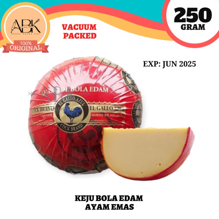 

(TopSeller) KEJU EDAM AYAM EMAS 250GR VACUUM KEJU BOLA 250 GR VAKUM