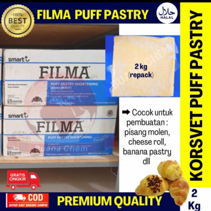 

(TopSeller) Korsvet Filma Puff Pastry 2 KG repack / Filma Pastry Shortening / Mentega Margarine
