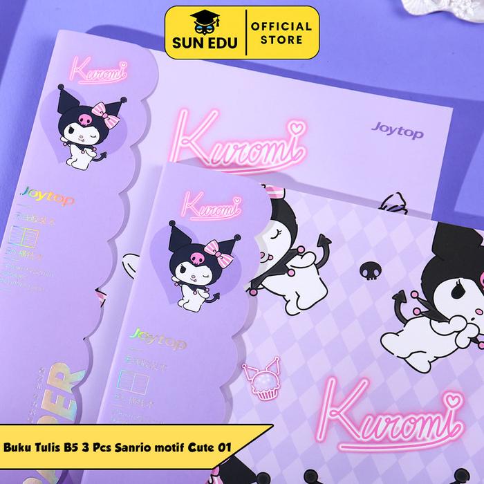 

3Pcs Buku Tulis Sekolah Sanrio Cinamorol Kuromi Pocacho B5/ Buku Catatan Notebook Melody Paper