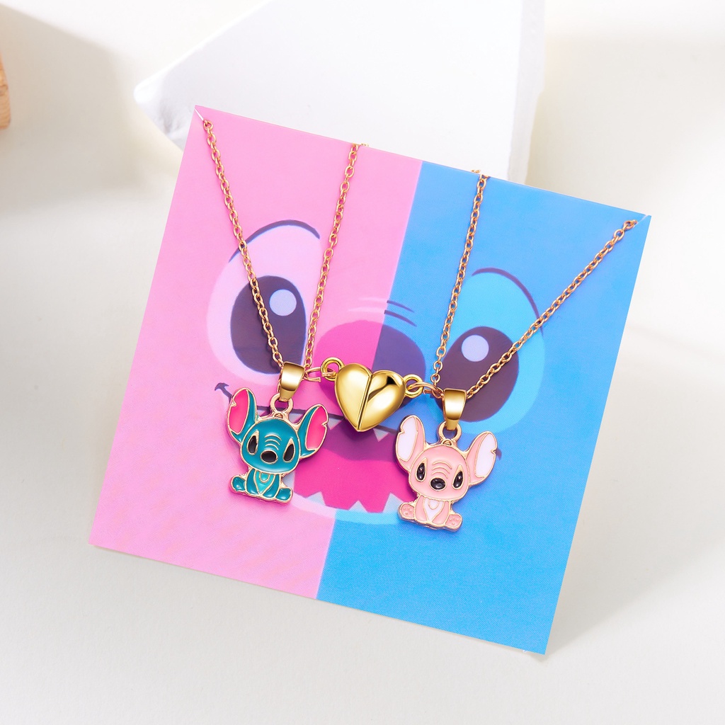 2pcs Disney Love Magnet Necklace All Match Creative Stitch Couple Good Friends Friendship Necklace