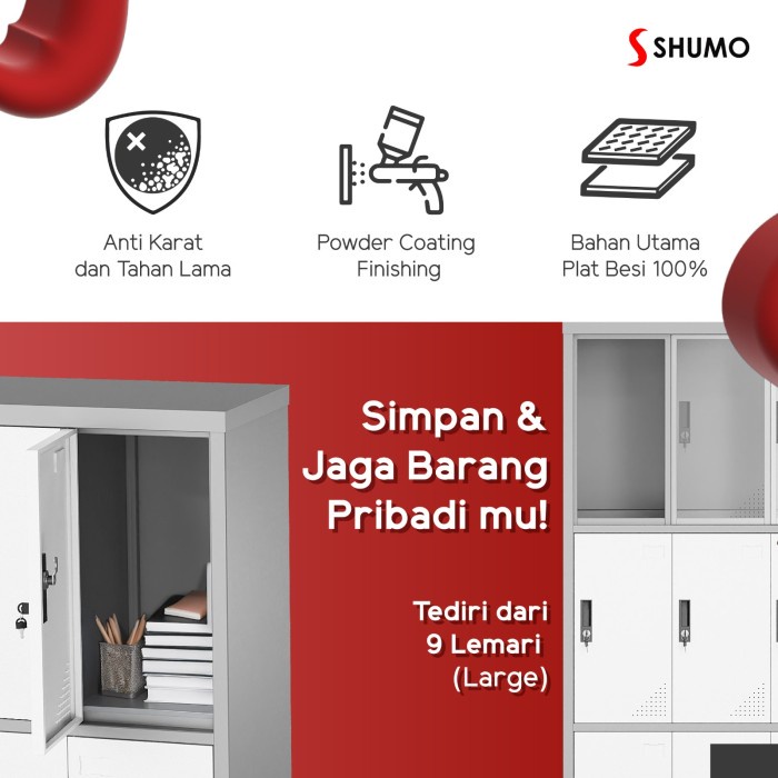 

pintar- Lemari Loker Besi 9 pintuLocker Kantor Dokumen File Arsip