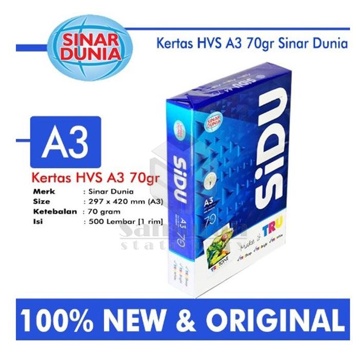 

pintar- Kertas HVS Sinar Dunia A3 70 / HVS Sidu A3 70 / Kertas Sidu A3 70 Gsm