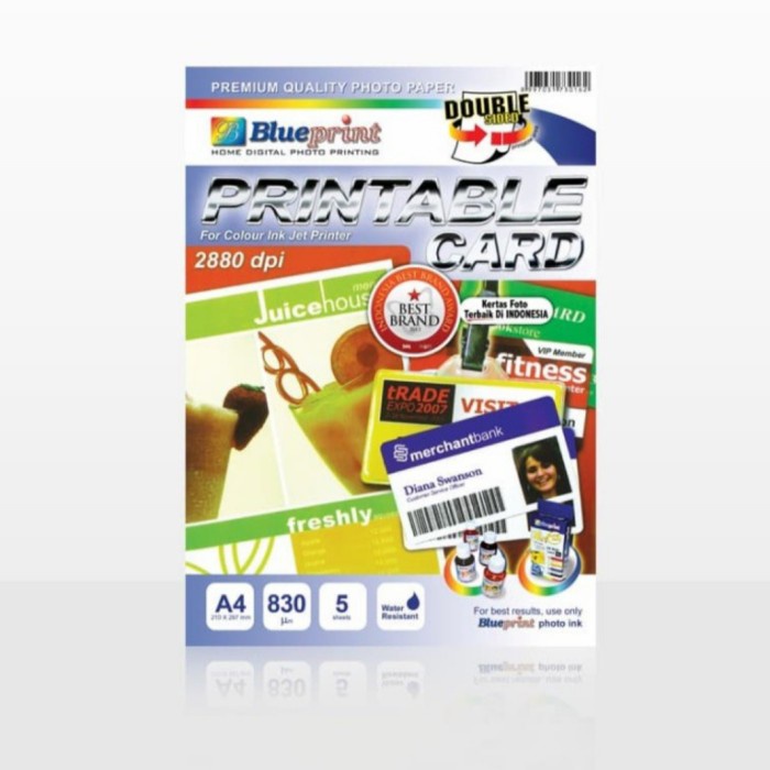 

pintar- Kertas Foto BLUEPRINT ID Card Double Sided A4 830micron isi 5 lembar
