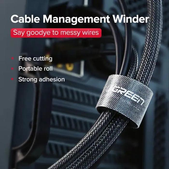 

pintar- Ugreen 5m 500cm pengikat kabel perekat klip cord holder organizer