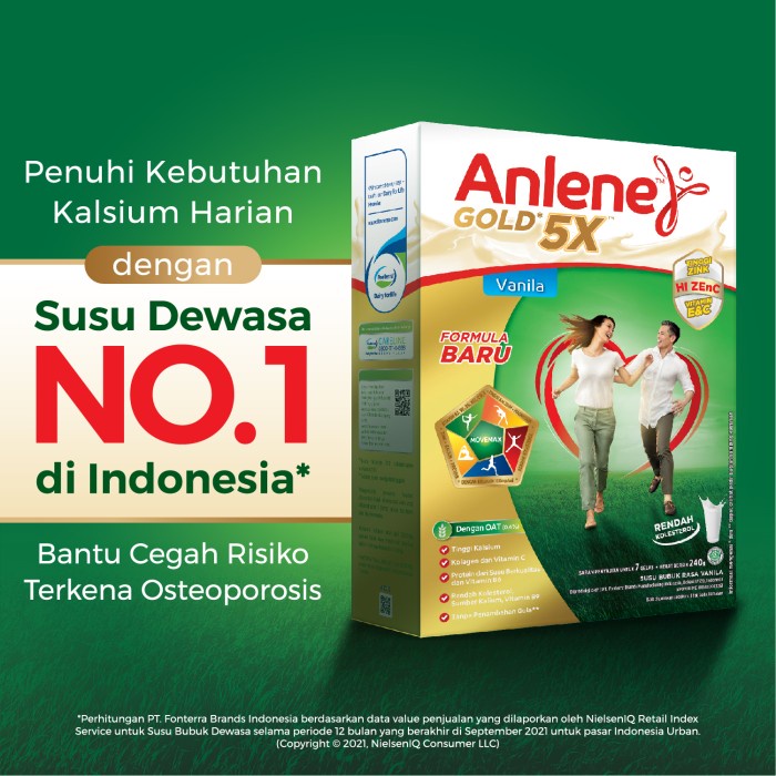 

BARANG TERLARIS Anlene Gold 5X Susu Bubuk Dewasa Vanila 2x240g - Tulang & Sendi