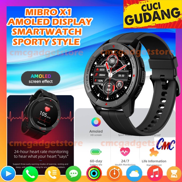 New Mibro X1 Amoled Smartwatch Sporty 1.3 Inch Display Original