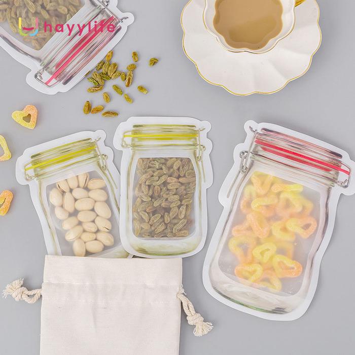 

STOK TERBATAS Hayylife Kantong Penyimpanan Makanan Mason Jar Makanan Ringan Biskuit Kantong Ziplock