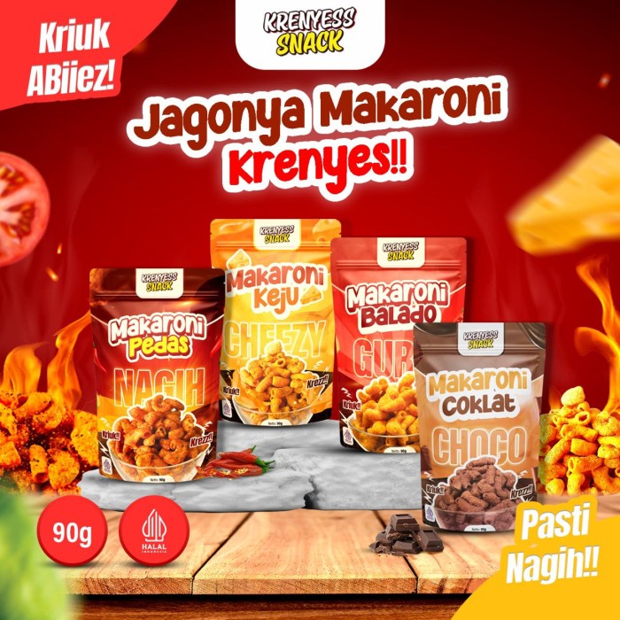

STOK TERBATAS Makaroni Krenyess Makanan Ringan Renyah Rasa Balado Gurih by Krenyess Snack RJ802