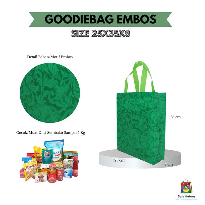 

party- (12 PCS ) Tas Spunbond Goodiebag Motif Embos Timbul Batik 3D Dan Flow Hajatan Souvenir