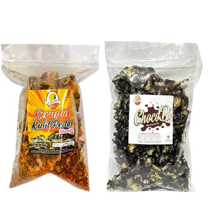 

Emak Cw - 2 Pcs Keripik Nage 52 ( Kulit Ikan Pedas Manje, Chocobi 500G )