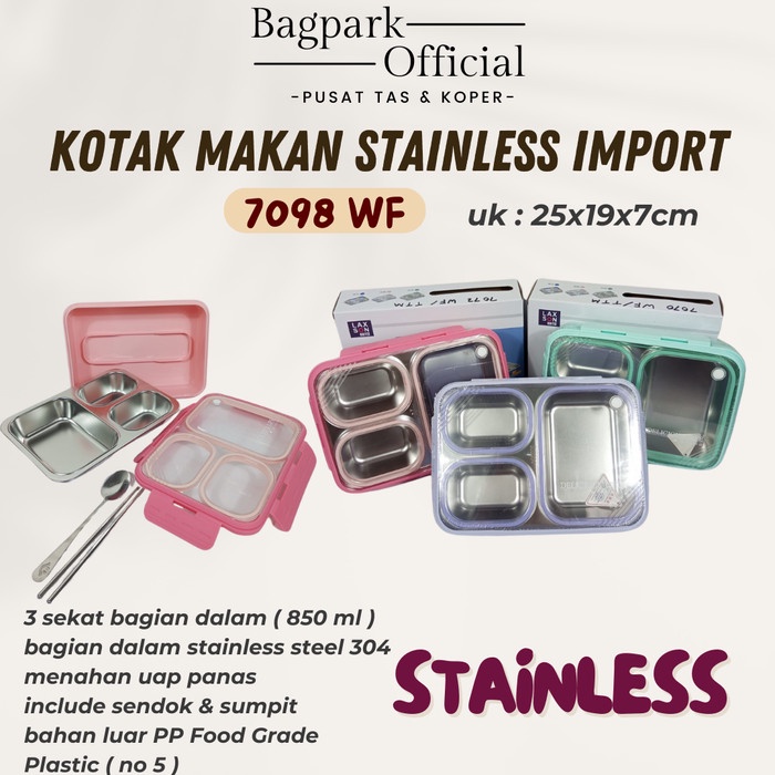 PREMIUM Kotak Makan Stainless Import Wadah Bekal Lunch Box Stainless Steel