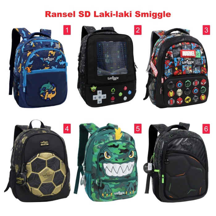 Tas Ransel Besar ANAK SD Laki-laki TAS 16 inch smiggle original