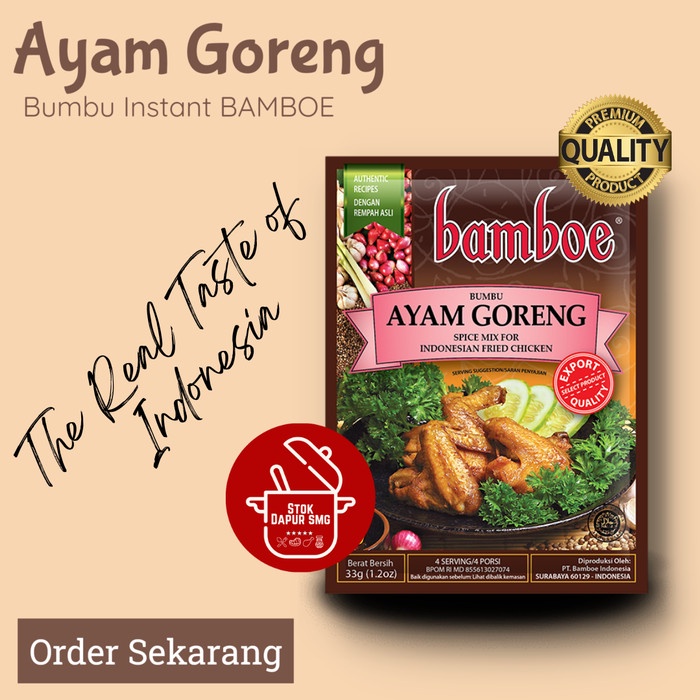 

UT525 Bumbu Masak Instan BAMBOE Indonesia Export Quality AYAM GORENG 33gr FREE ONGKIR