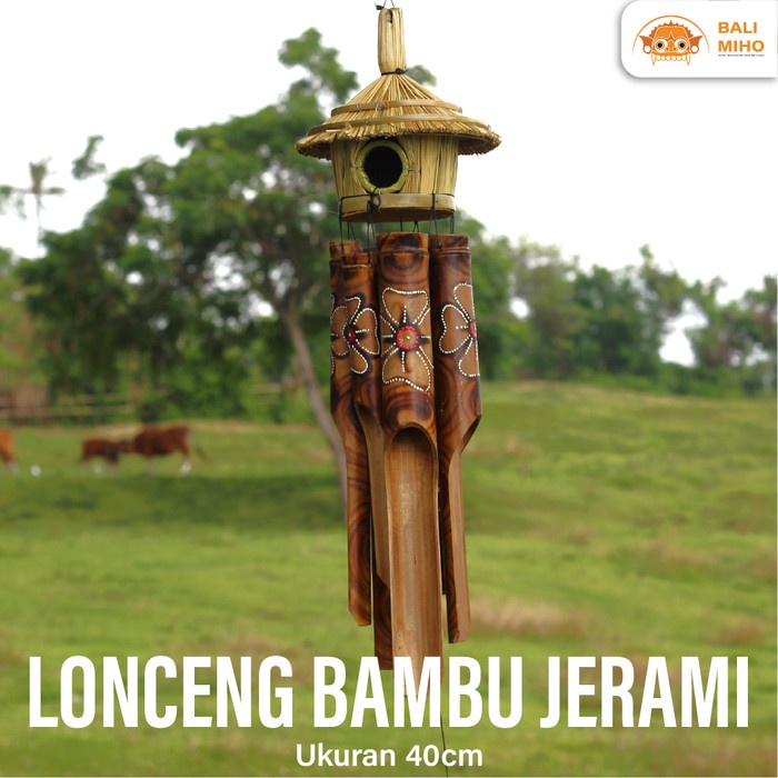 PREMIUM LONCENG BAMBU/LONCENG ANGIN BAMBU/GANTUNGAN BAMBU/JERAMI/BALI/KLONTONG