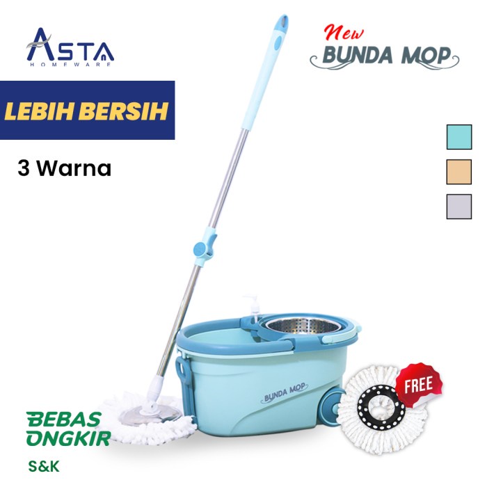 PREMIUM Asta Alat Pel Lantai Praktis Putar Spin Mop Bucket Besar Tebal