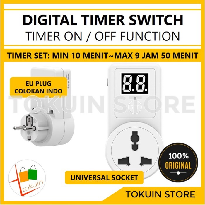 PREMIUM Timer Stop Kontak Colokan Timer Listrik Digital Switch Saklar Otomatis