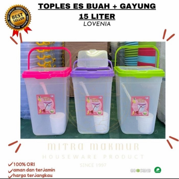 PREMIUM TEMPAT ES BUAH + GAYUNG 15 LT TOPLES AQUARIUM CONTAINER ES KELAPA