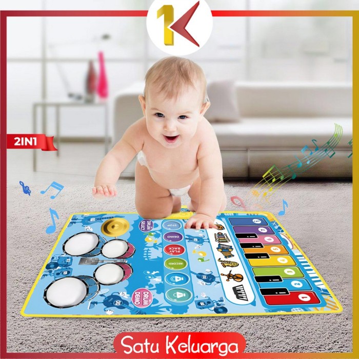 PREMIUM SK-M378 Mainan Edukasi Anak Playmat 2IN1 Music Mat Piano Drum / Mainan Anak Karpet Alat
