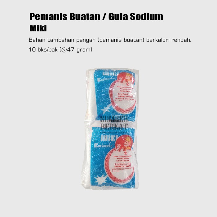 

Lezat- Sodium Miki / Pemanis Buatan 47 gram (10pc/pak)