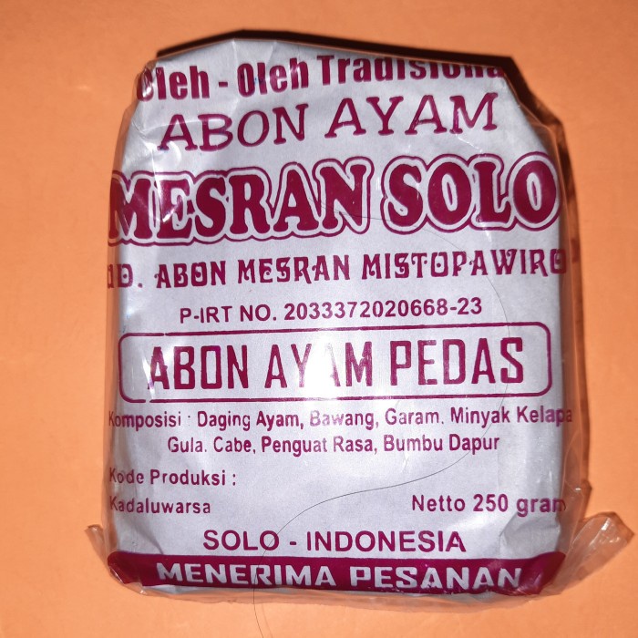 

ABON AYAM MESRAN SOLO - PEDAS
