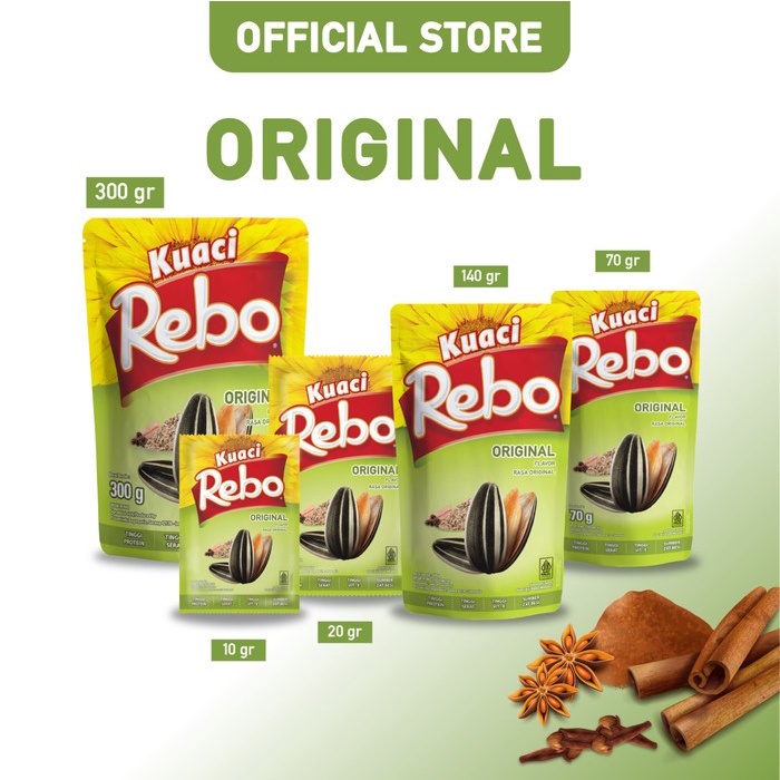 

Rebo Kuaci x One Piece Bundling 4 PCS - Rasa Original 140 Gram & Green Tea 140 Gram