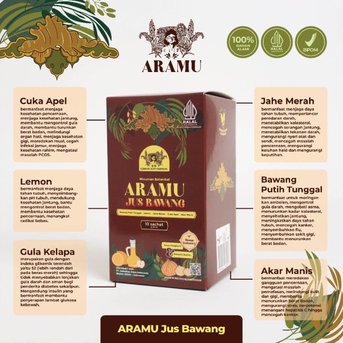 

ARAMU JUS BAWANG Minuman Botanikal 1 Box Isi 10 Sachet