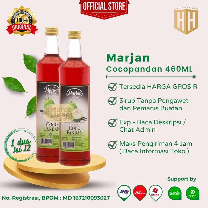 

MARJAN SYRUP COCOPANDAN Sirup Marjan Cocopandan 460 ml, 1 dus = 12 pcs