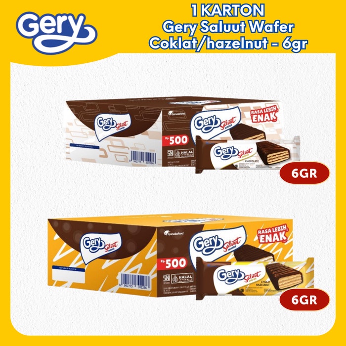 

Saluut Wafer Coklat/Hazetnut 1 CTN Gery - Garudafood