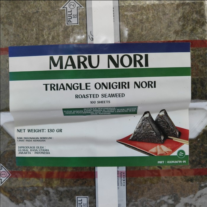 

Maru Nori Onigiri Wrapper 100 Lembar - Triangle Sushi Nori Wrap Sheets Seaweed Premium 100s