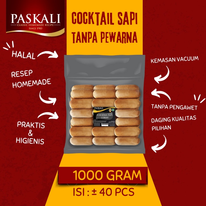 

Lezat- Cocktail Sapi Tanpa Pewarna Sosis Paskali 1000 gram